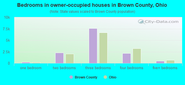 Bedrooms in owner-occupied houses in Brown County, Ohio