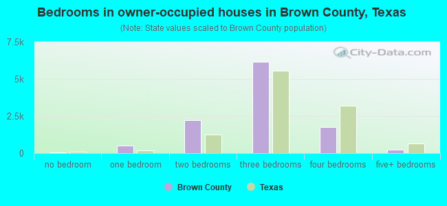 Bedrooms in owner-occupied houses in Brown County, Texas