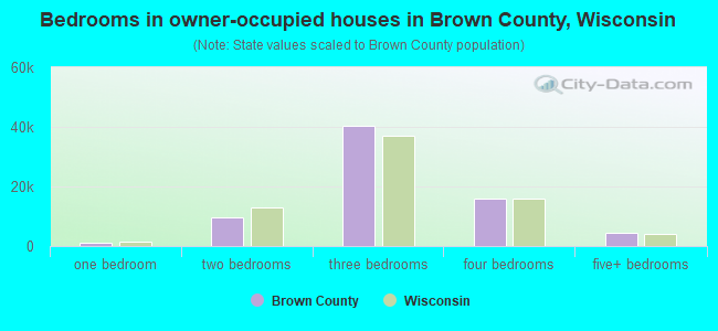 Bedrooms in owner-occupied houses in Brown County, Wisconsin