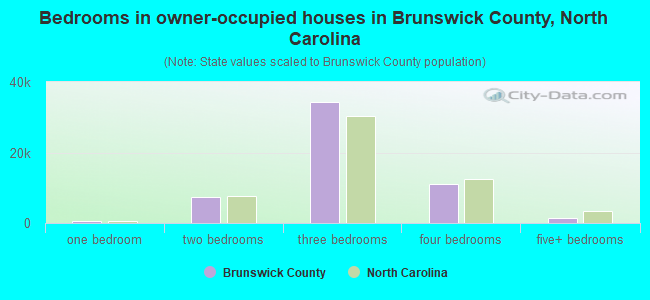 Bedrooms in owner-occupied houses in Brunswick County, North Carolina