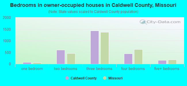 Bedrooms in owner-occupied houses in Caldwell County, Missouri
