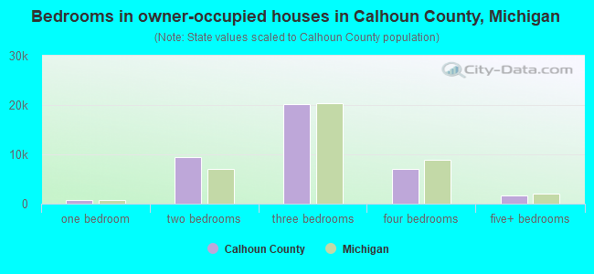 Bedrooms in owner-occupied houses in Calhoun County, Michigan