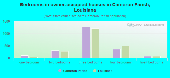 Bedrooms in owner-occupied houses in Cameron Parish, Louisiana