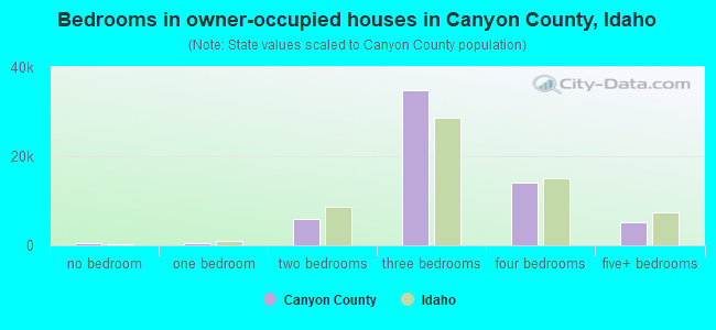 Bedrooms in owner-occupied houses in Canyon County, Idaho