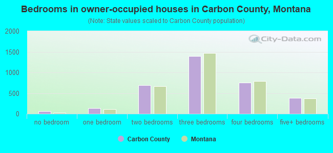 Bedrooms in owner-occupied houses in Carbon County, Montana