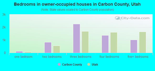 Bedrooms in owner-occupied houses in Carbon County, Utah