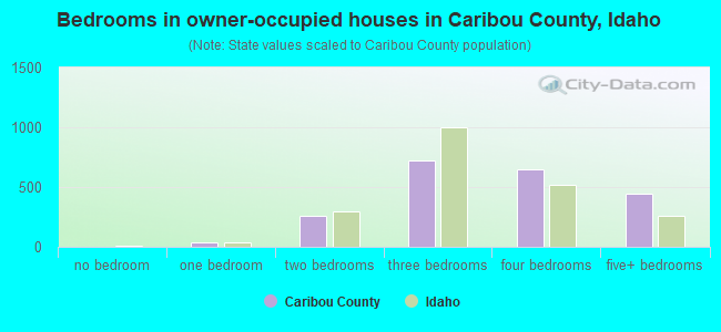 Bedrooms in owner-occupied houses in Caribou County, Idaho