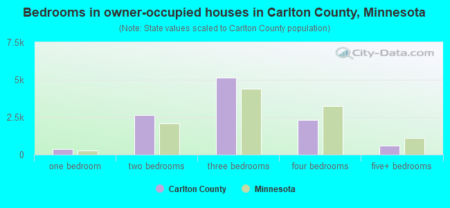 Bedrooms in owner-occupied houses in Carlton County, Minnesota