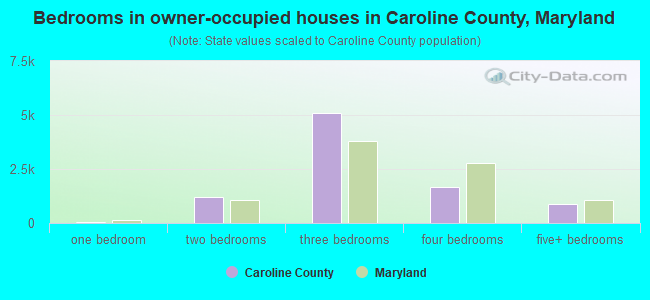 Bedrooms in owner-occupied houses in Caroline County, Maryland