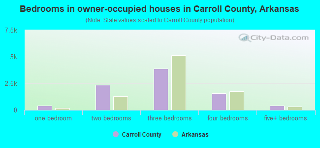 Bedrooms in owner-occupied houses in Carroll County, Arkansas