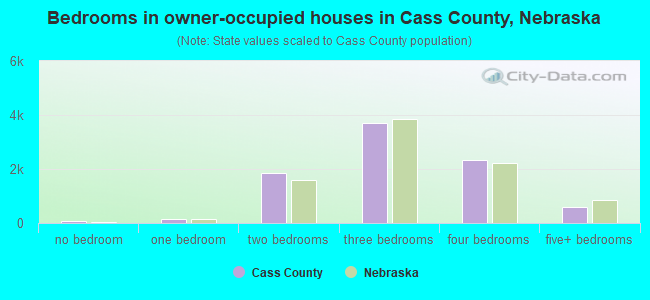 Bedrooms in owner-occupied houses in Cass County, Nebraska