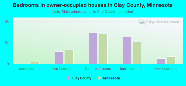Bedrooms in owner-occupied houses in Clay County, Minnesota
