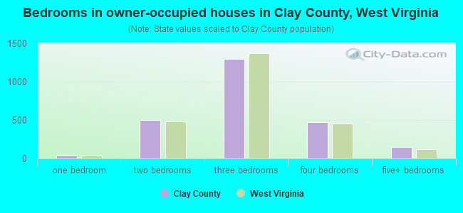 Bedrooms in owner-occupied houses in Clay County, West Virginia