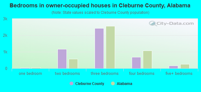 Bedrooms in owner-occupied houses in Cleburne County, Alabama