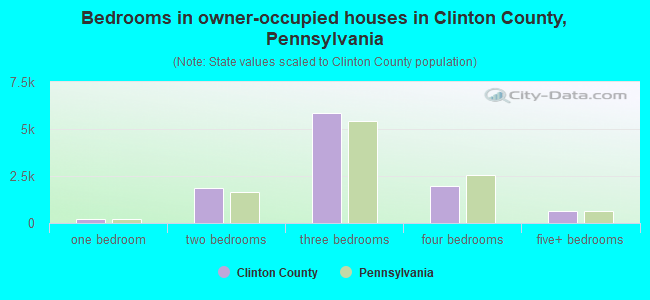 Bedrooms in owner-occupied houses in Clinton County, Pennsylvania