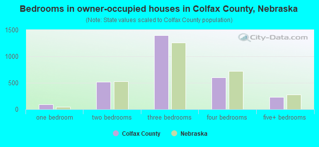 Bedrooms in owner-occupied houses in Colfax County, Nebraska
