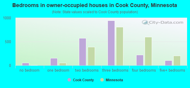 Bedrooms in owner-occupied houses in Cook County, Minnesota