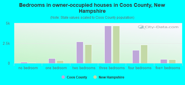 Bedrooms in owner-occupied houses in Coos County, New Hampshire