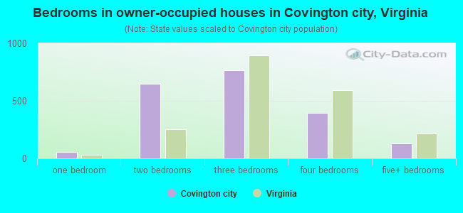 Bedrooms in owner-occupied houses in Covington city, Virginia