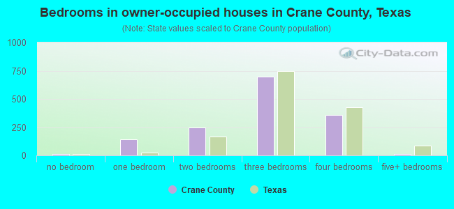 Bedrooms in owner-occupied houses in Crane County, Texas