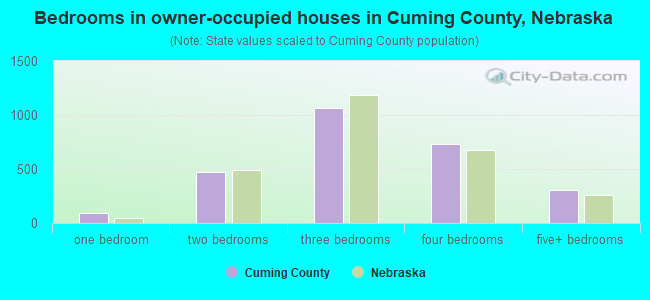 Bedrooms in owner-occupied houses in Cuming County, Nebraska
