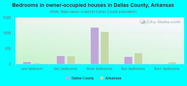 Bedrooms in owner-occupied houses in Dallas County, Arkansas