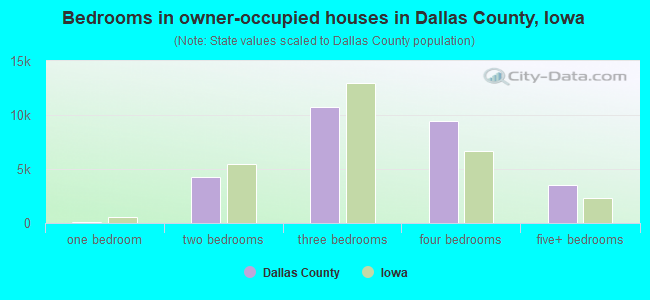 Bedrooms in owner-occupied houses in Dallas County, Iowa