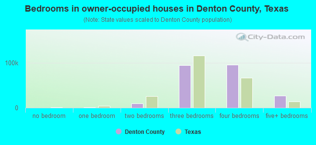 Bedrooms in owner-occupied houses in Denton County, Texas