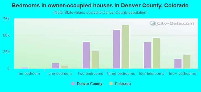 Bedrooms in owner-occupied houses in Denver County, Colorado