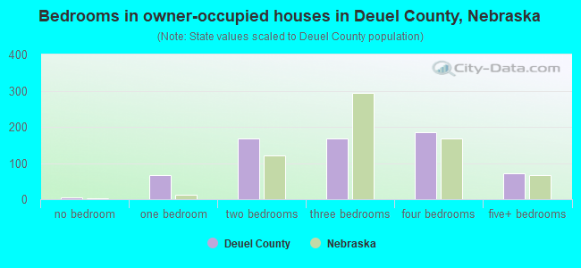 Bedrooms in owner-occupied houses in Deuel County, Nebraska