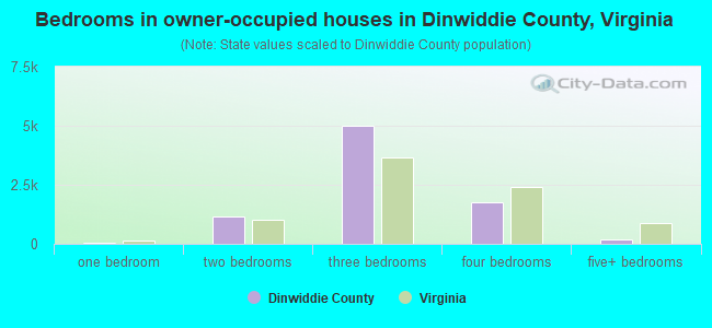 Bedrooms in owner-occupied houses in Dinwiddie County, Virginia