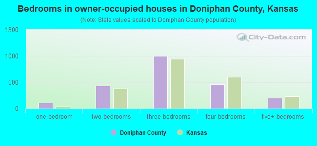 Bedrooms in owner-occupied houses in Doniphan County, Kansas