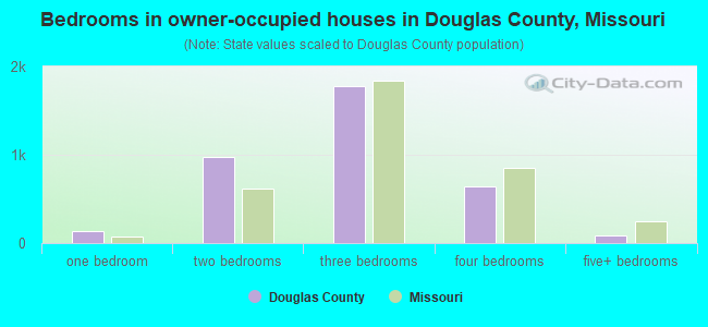 Bedrooms in owner-occupied houses in Douglas County, Missouri