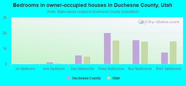 Bedrooms in owner-occupied houses in Duchesne County, Utah