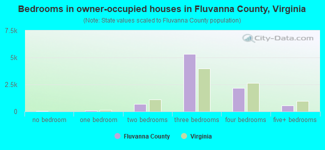 Bedrooms in owner-occupied houses in Fluvanna County, Virginia