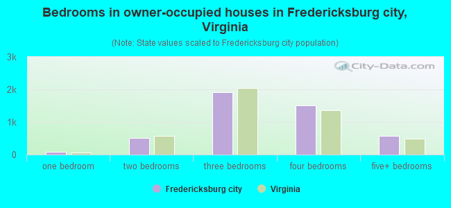 Bedrooms in owner-occupied houses in Fredericksburg city, Virginia