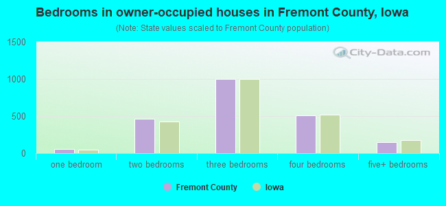 Bedrooms in owner-occupied houses in Fremont County, Iowa