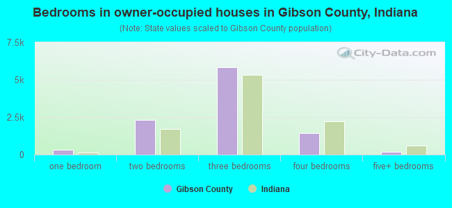 Bedrooms in owner-occupied houses in Gibson County, Indiana