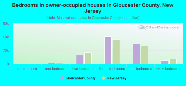 Bedrooms in owner-occupied houses in Gloucester County, New Jersey