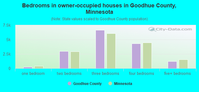 Bedrooms in owner-occupied houses in Goodhue County, Minnesota