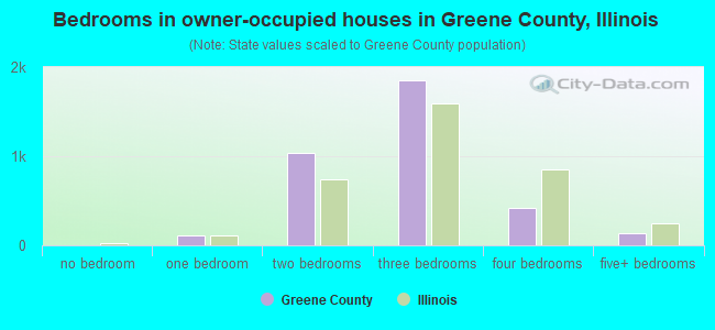 Bedrooms in owner-occupied houses in Greene County, Illinois