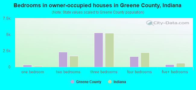 Bedrooms in owner-occupied houses in Greene County, Indiana