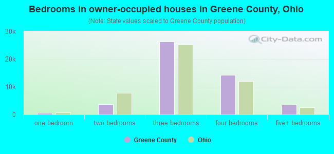 Bedrooms in owner-occupied houses in Greene County, Ohio