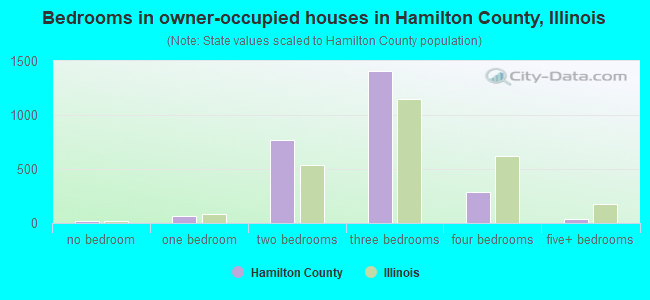 Bedrooms in owner-occupied houses in Hamilton County, Illinois