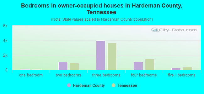 Bedrooms in owner-occupied houses in Hardeman County, Tennessee