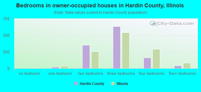 Bedrooms in owner-occupied houses in Hardin County, Illinois
