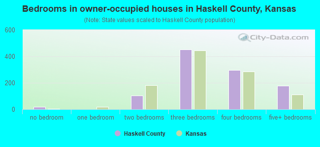Bedrooms in owner-occupied houses in Haskell County, Kansas