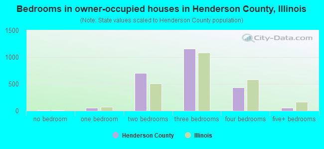 Bedrooms in owner-occupied houses in Henderson County, Illinois