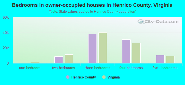 Bedrooms in owner-occupied houses in Henrico County, Virginia