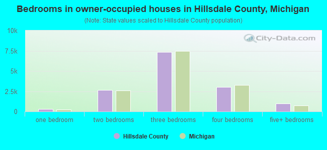 Bedrooms in owner-occupied houses in Hillsdale County, Michigan